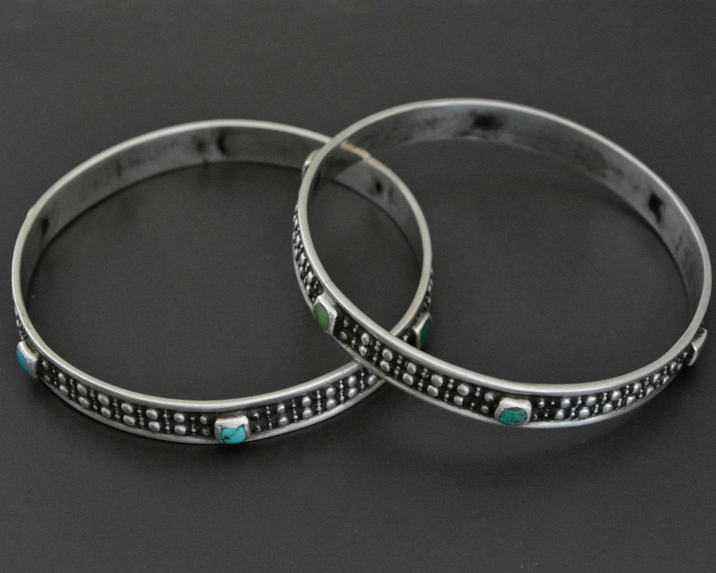 Ethnic Turquoise Bangle Bracelet - PAIR
