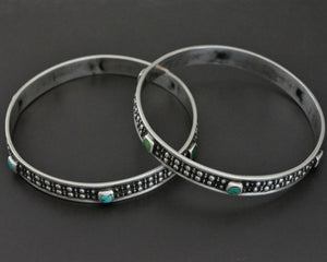 Ethnic Turquoise Bangle Bracelet - PAIR