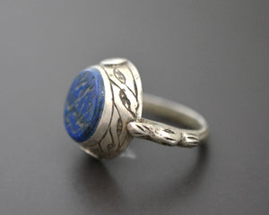 Afghani Lapis Lazuli Intaglio Ring  - Size 9