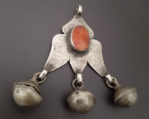 Turkmen Carnelian Pendant with Bells
