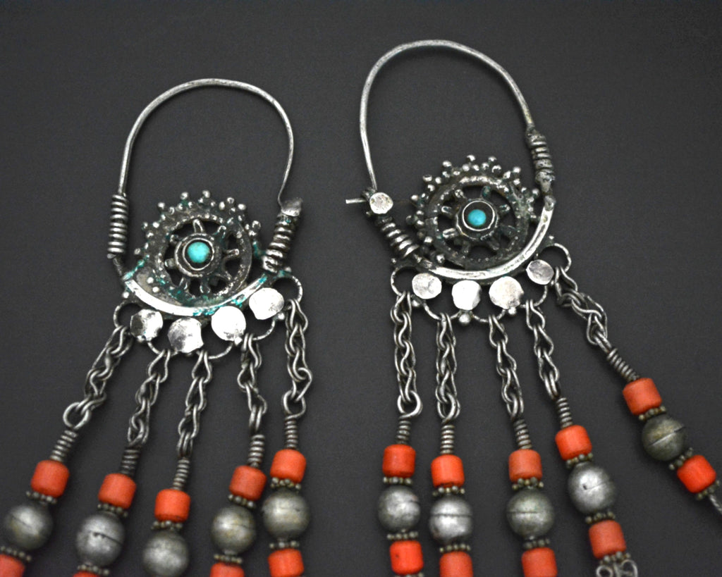 Uzbek Coral Hoop Earrings