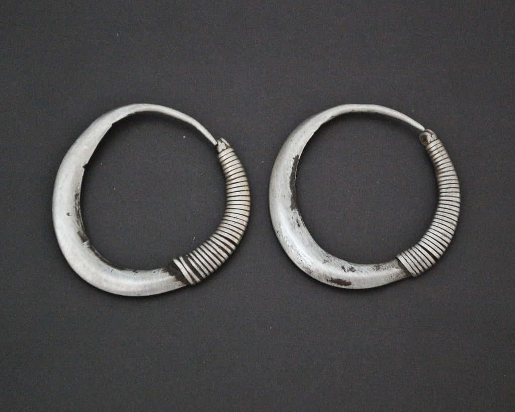 Antique Afghani Hoop Earrings - Flatened