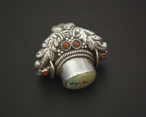 Gorgeous Nepali Turquoise Saddle Ring - Size 8.25