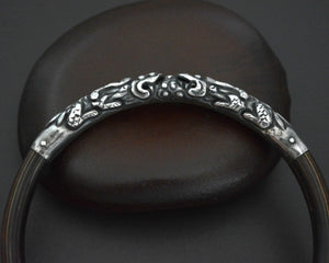 Chinese Bamboo Bracelet with Silver Repoussee Dragon