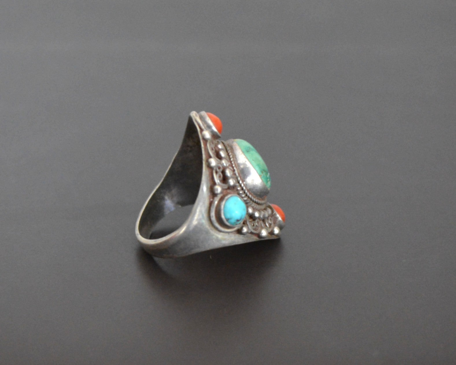Reserved for I. Nepali Turquoise Coral Ring - Size 9