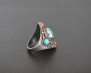 Reserved for I. Nepali Turquoise Coral Ring - Size 9