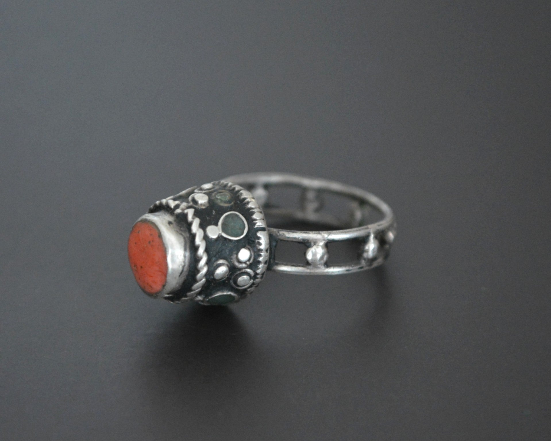Reserved for R. - Old Afghani Coral Ring - Size 7