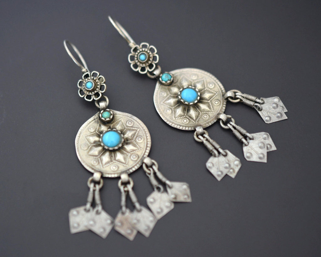 Afghani Dangle Earrings with Turquoise