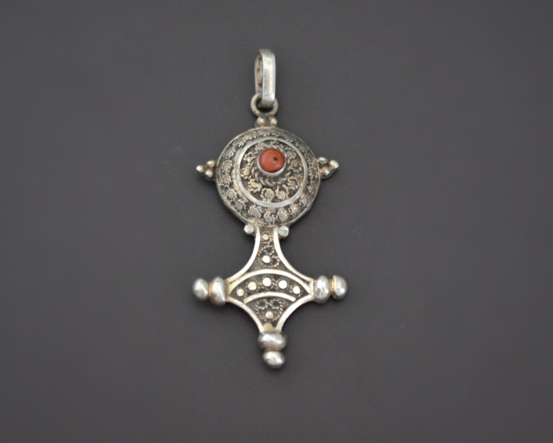 Tuareg Silver Cross with Coral