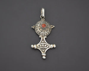 Tuareg Silver Cross with Coral