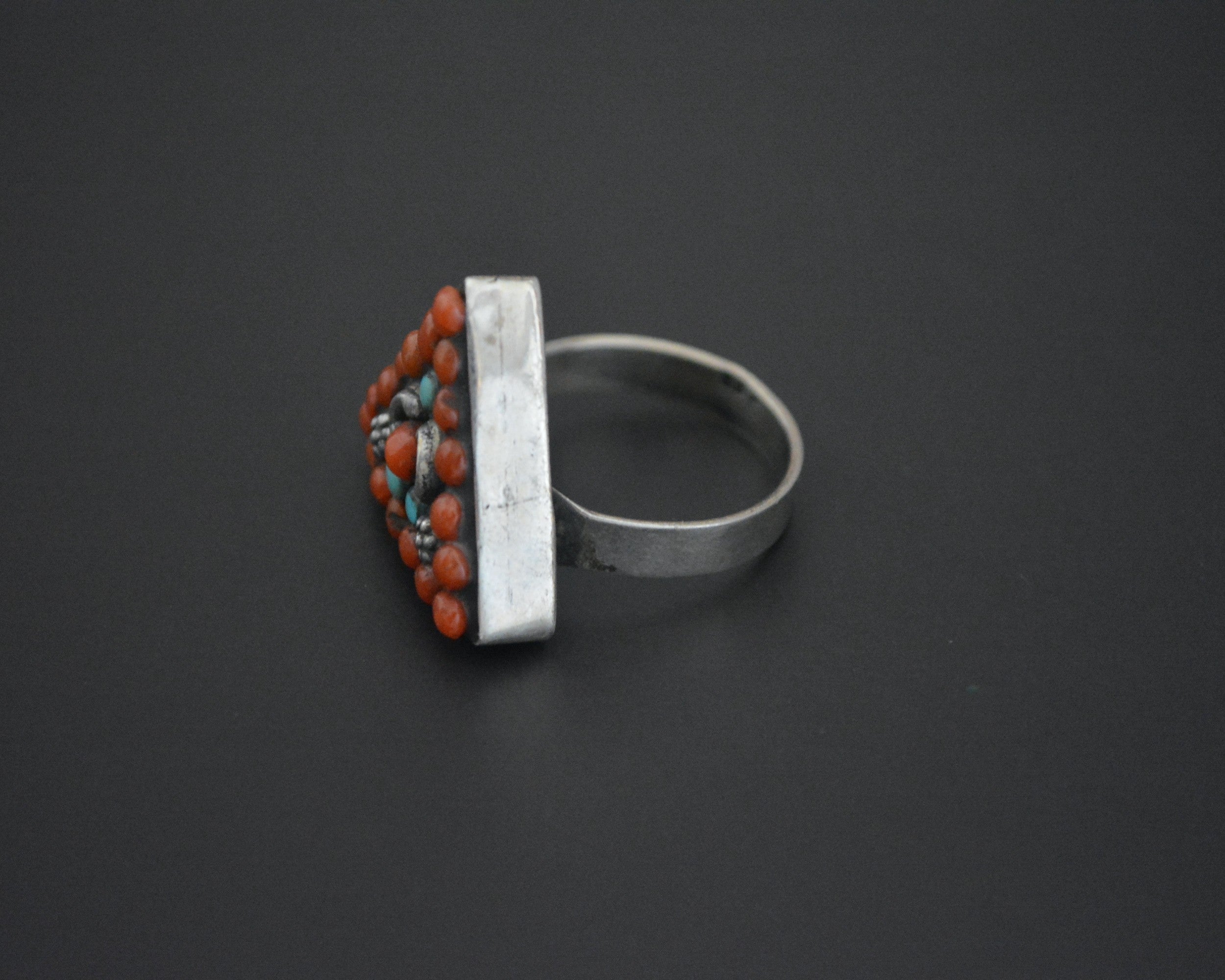 Nepali Turquoise Coral Ring - Size 9