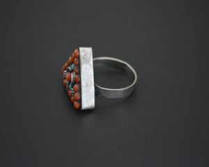Nepali Turquoise Coral Ring - Size 9