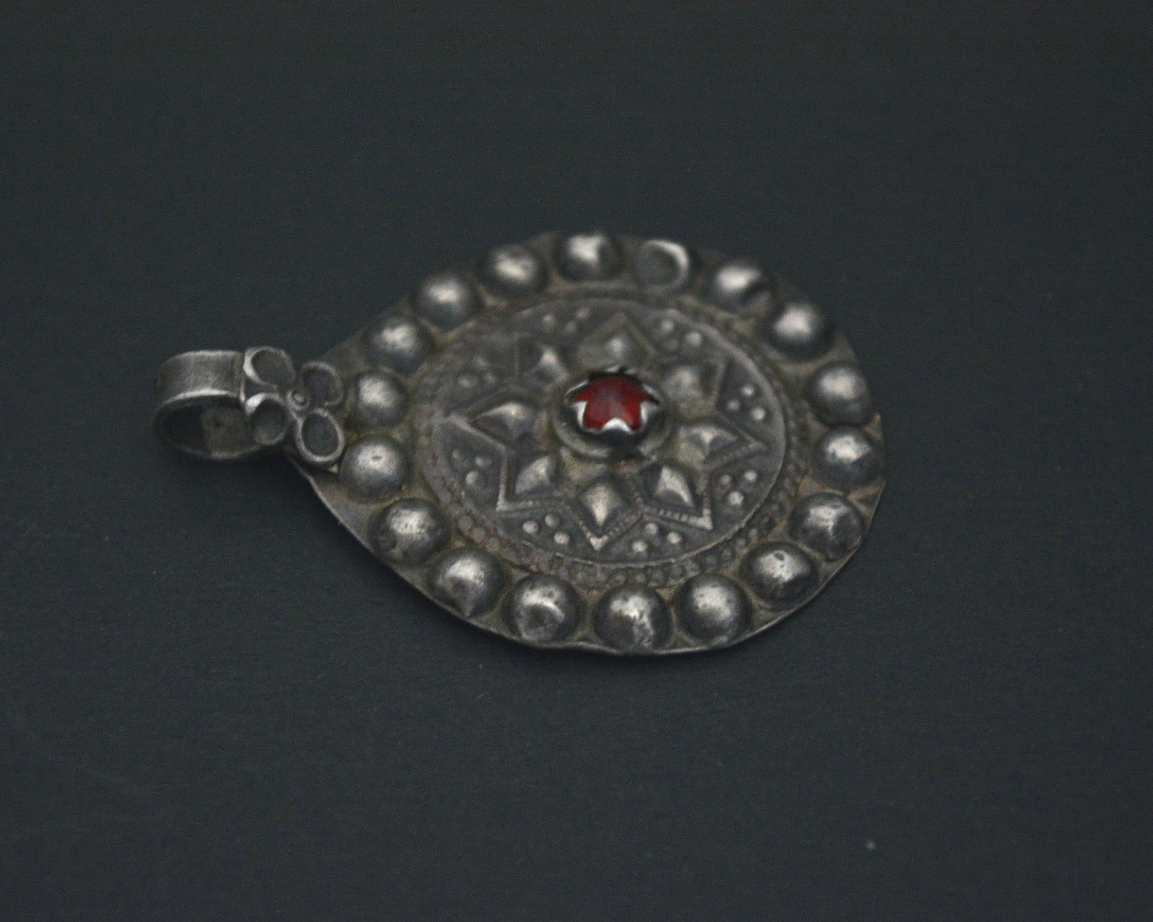Rajasthani Silver Pendant with Glass