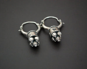 Uzbek Silver Hoop Earrings with Decorations