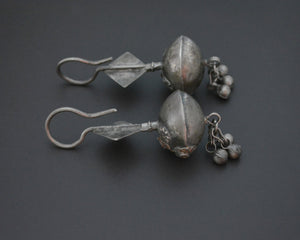Silver Pakistani Sindh Earrings with Glas
