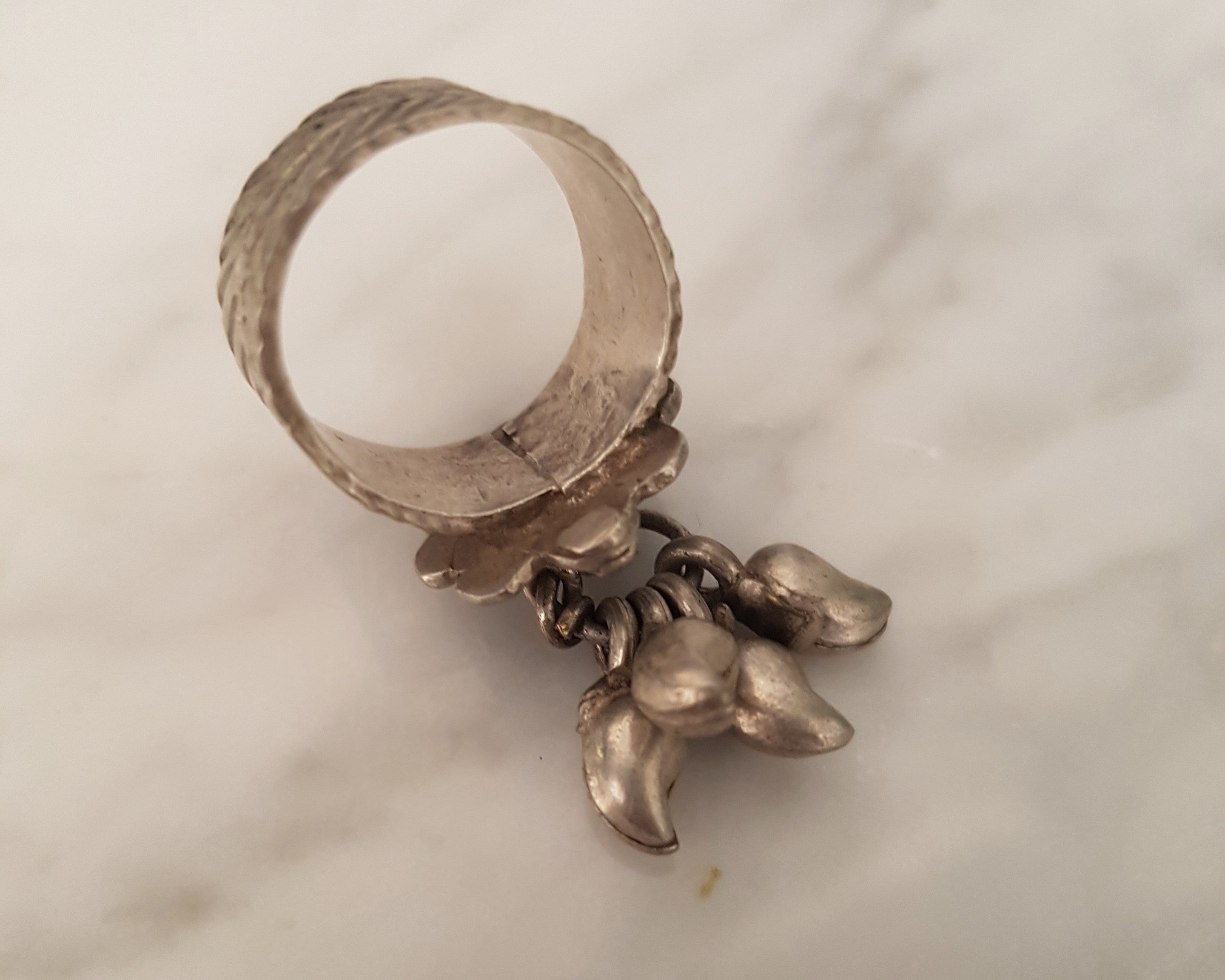 Old Rajasthani Silver Ring with Bells - Size 5.5