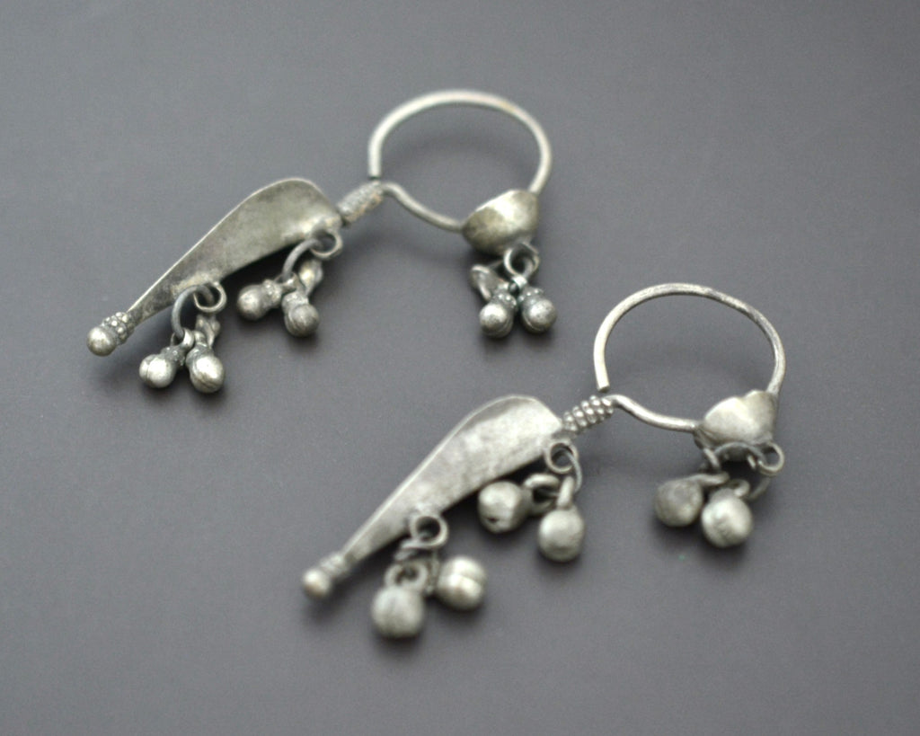 Old Rajasthani Silver Earrings with Bells