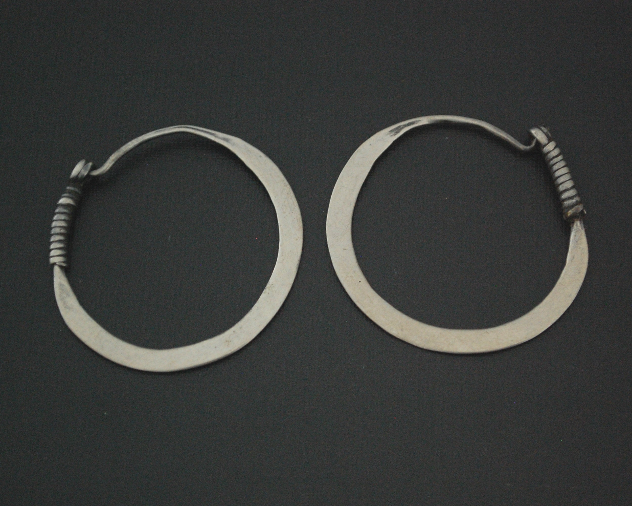 Antique Afghani Hoop Earrings with Flat Design