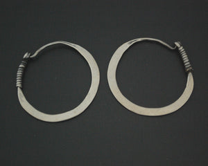 Antique Afghani Hoop Earrings with Flat Design