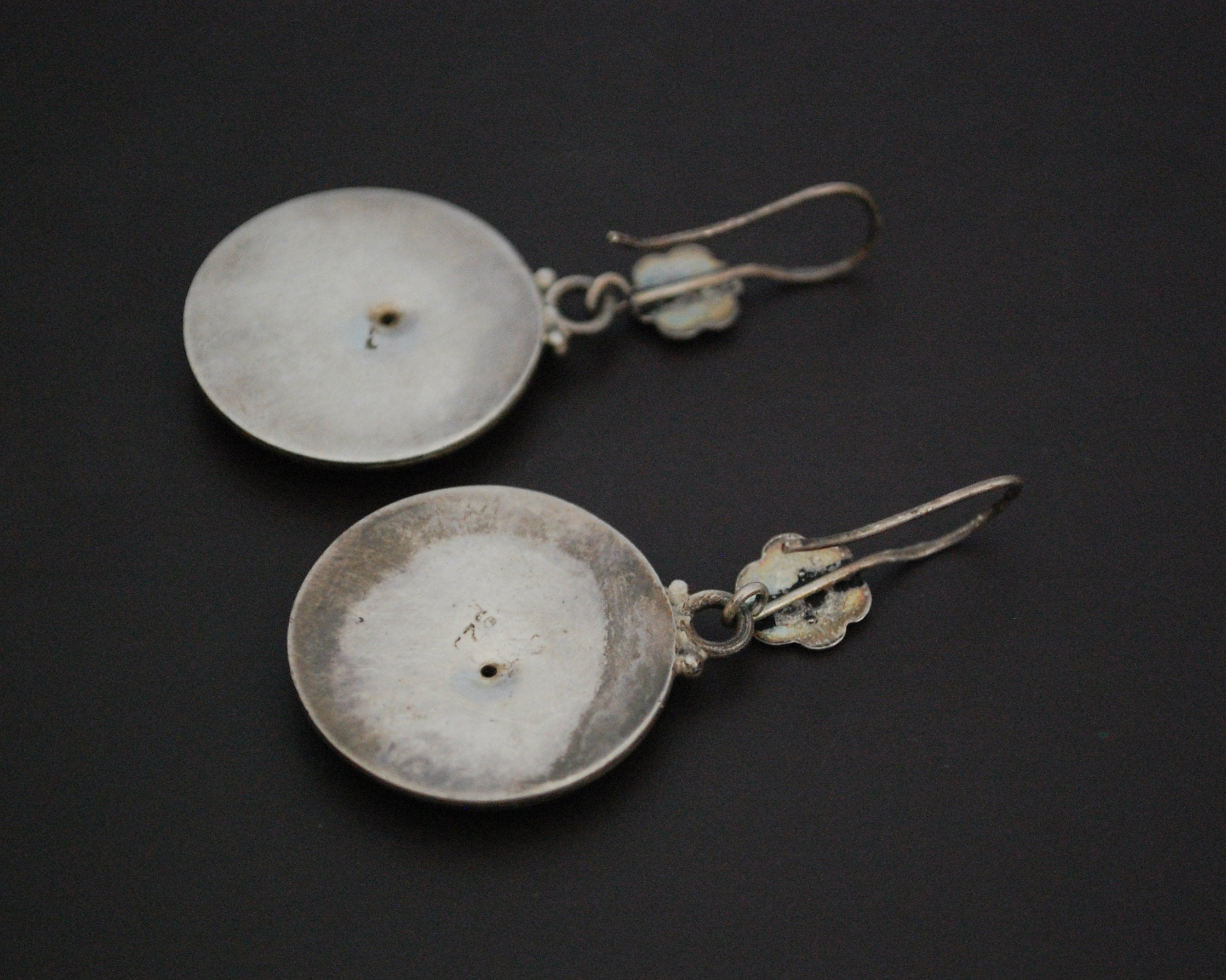 Indian Silver Dangle Earrings with Flower