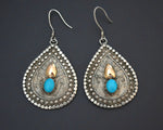 Turquoise Gilded Silver Dangle Earrings from Bali
