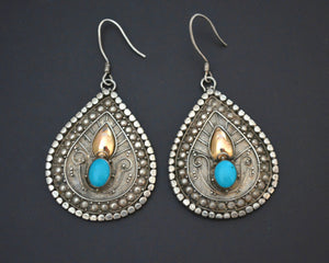 Turquoise Gilded Silver Dangle Earrings from Bali