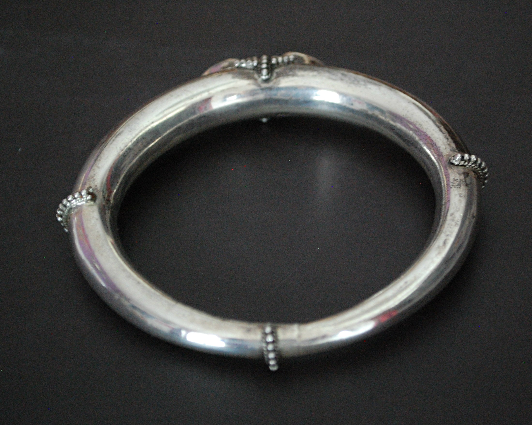 Large Indian Silver Bracelet with Lapis Lazuli