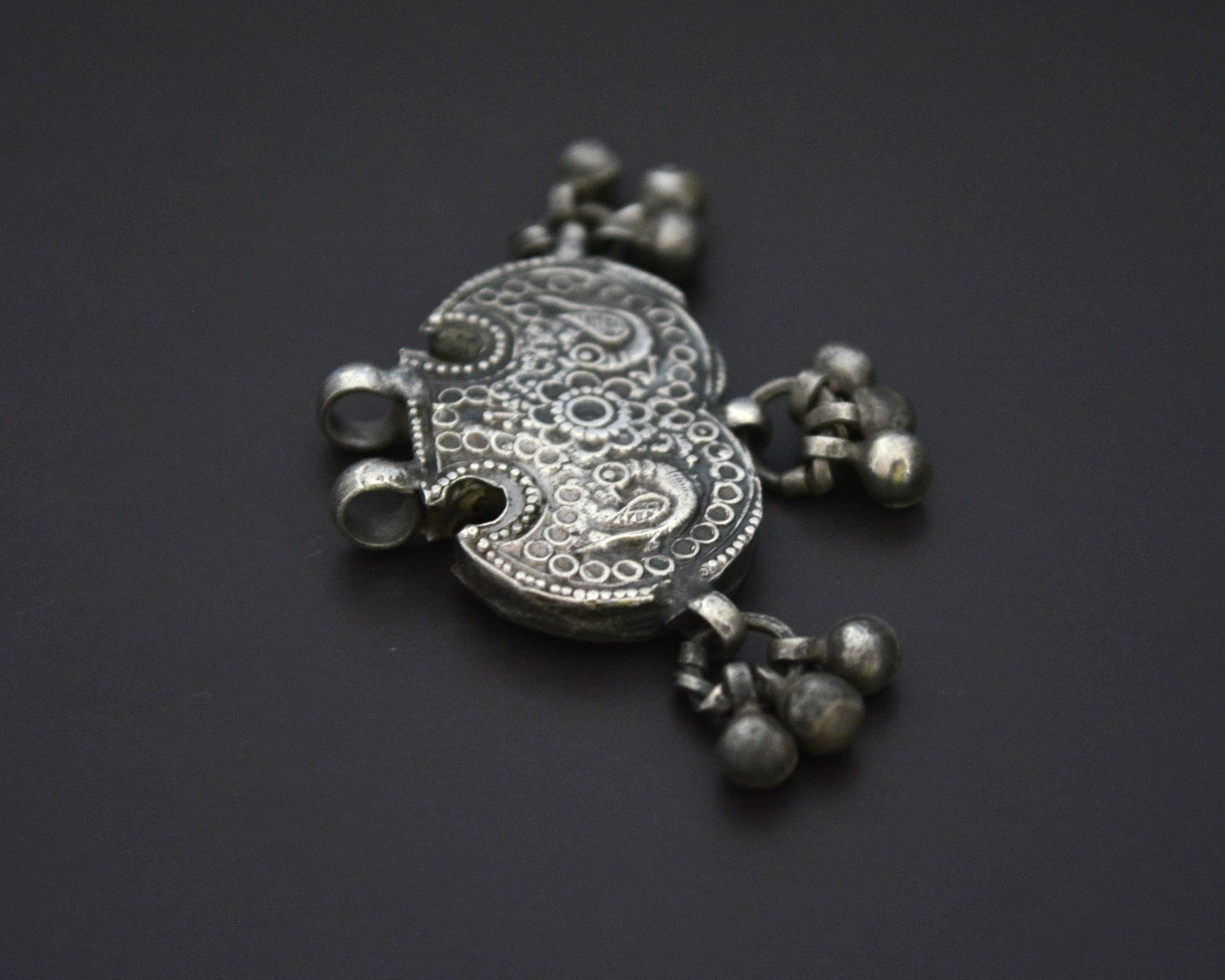 Rajasthani Silver Peacock Pendant with Bells
