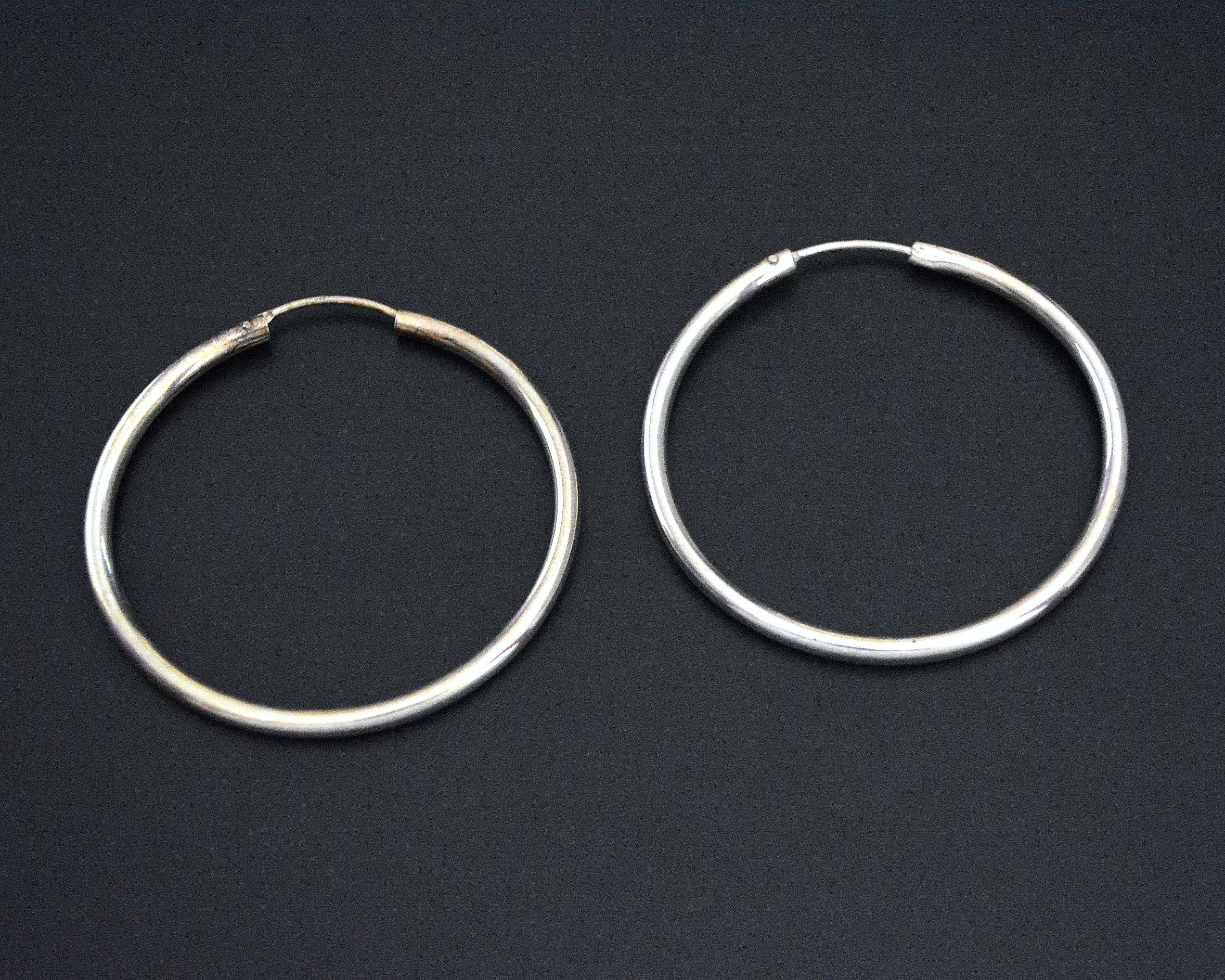 Large Sterling Silver Hoop Earrings