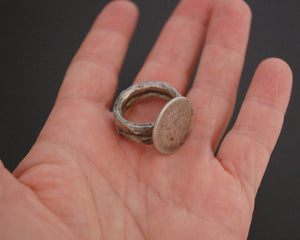 Old Indian Tribal Coin Ring with Double Band - Size 6.75