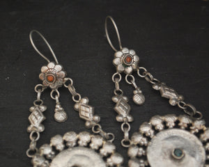 Uzbek Coral Turquoise Earrings with Coin