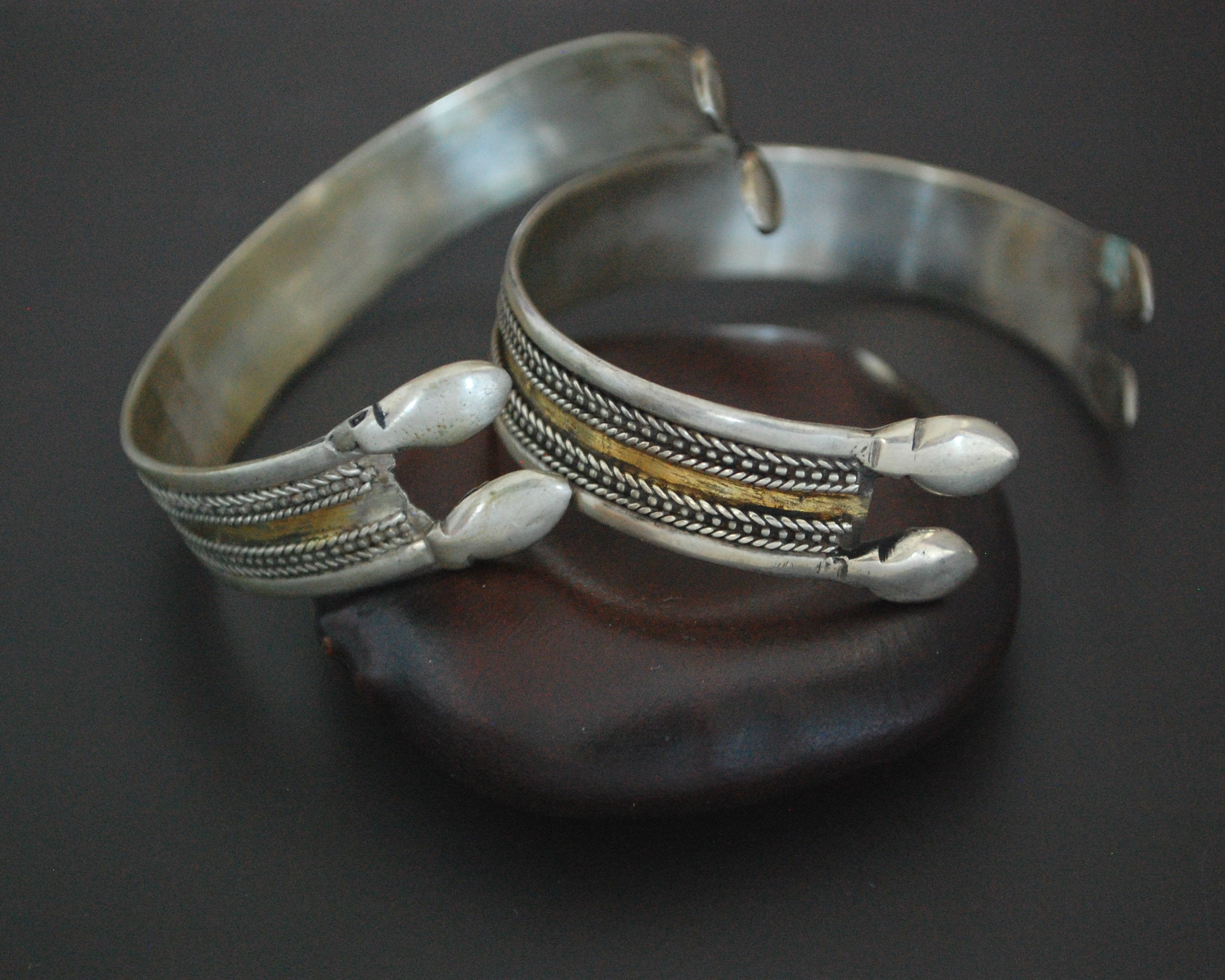 Pair Turkmen Gilded Cuff Bracelets