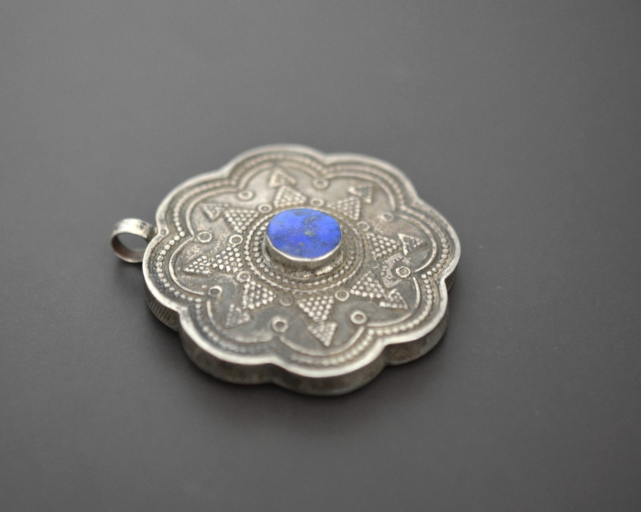 Kazakh Lapis Lazuli Silver Pendant