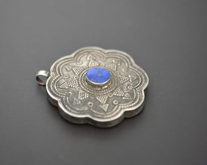 Kazakh Lapis Lazuli Silver Pendant