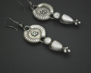 Rajasthani Flowery Silver Earrings with Dangles