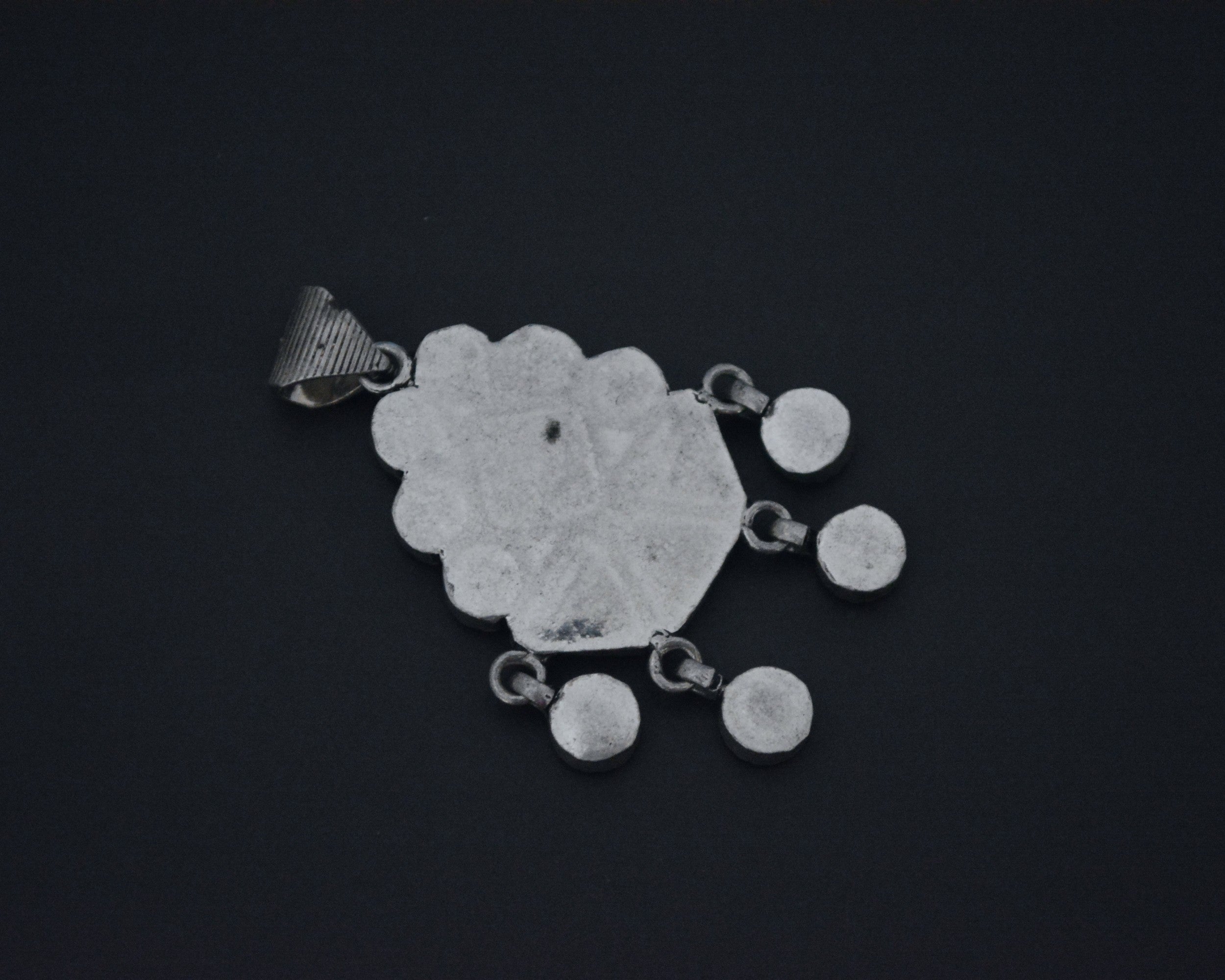 Rajasthani Silver Amulet with Glass Inserts
