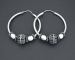 Large Ethnic Bali Hoop Earrings with Wire Work and Bead
