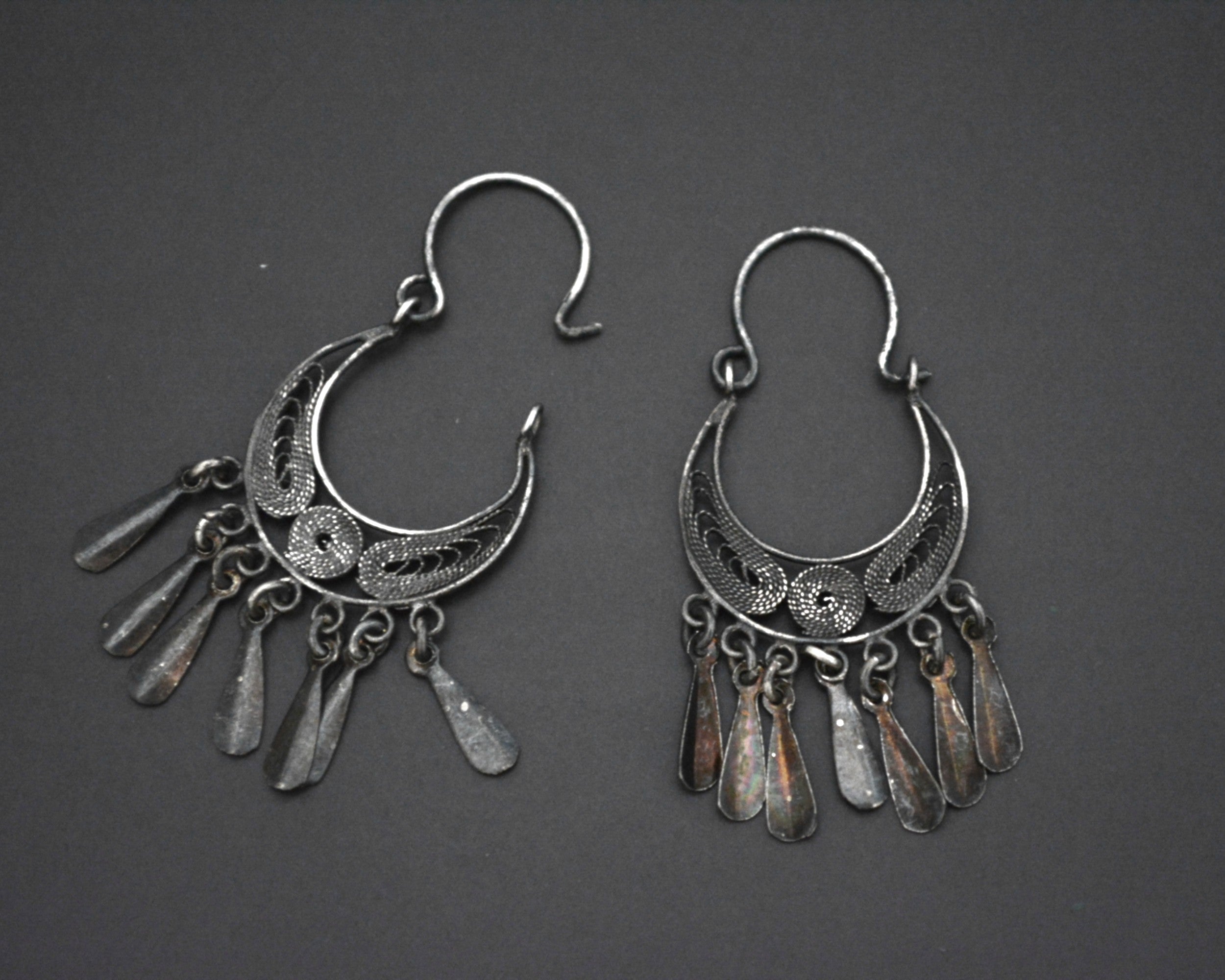 Filigree Hoop Earrings with Dangles