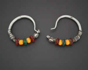 Tribal Indian Hoop Earrings with Colorful Beads