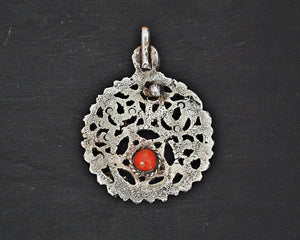 Antique Tunisian Hamsa Pendant with Coral