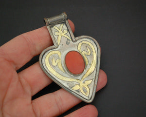 Turkmen Gilded Asyk Pendant with Carnelian