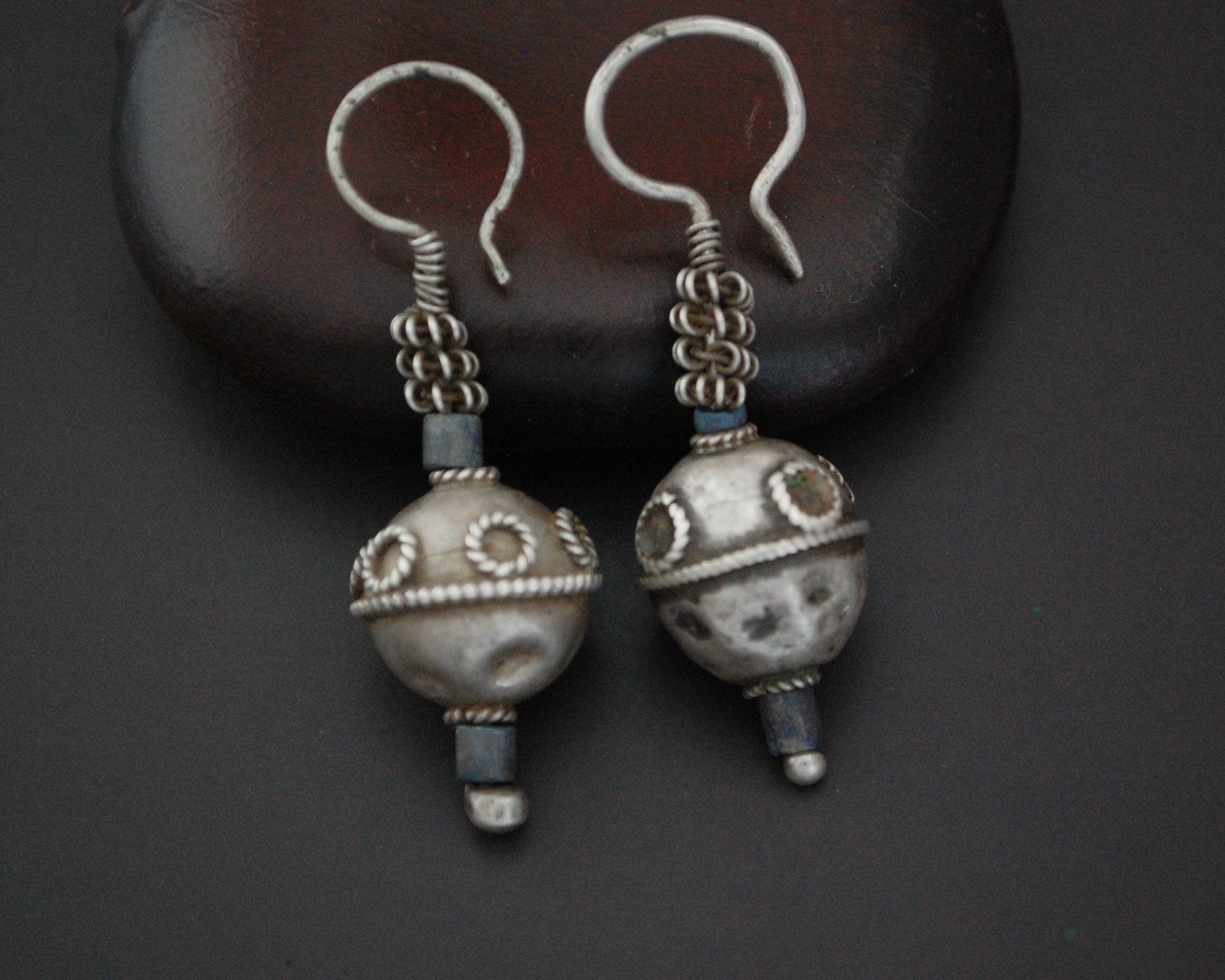 Antique Afghani Earrings with Lapis Lazuli