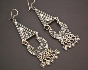 Long Vintage Indian Silver Earrings