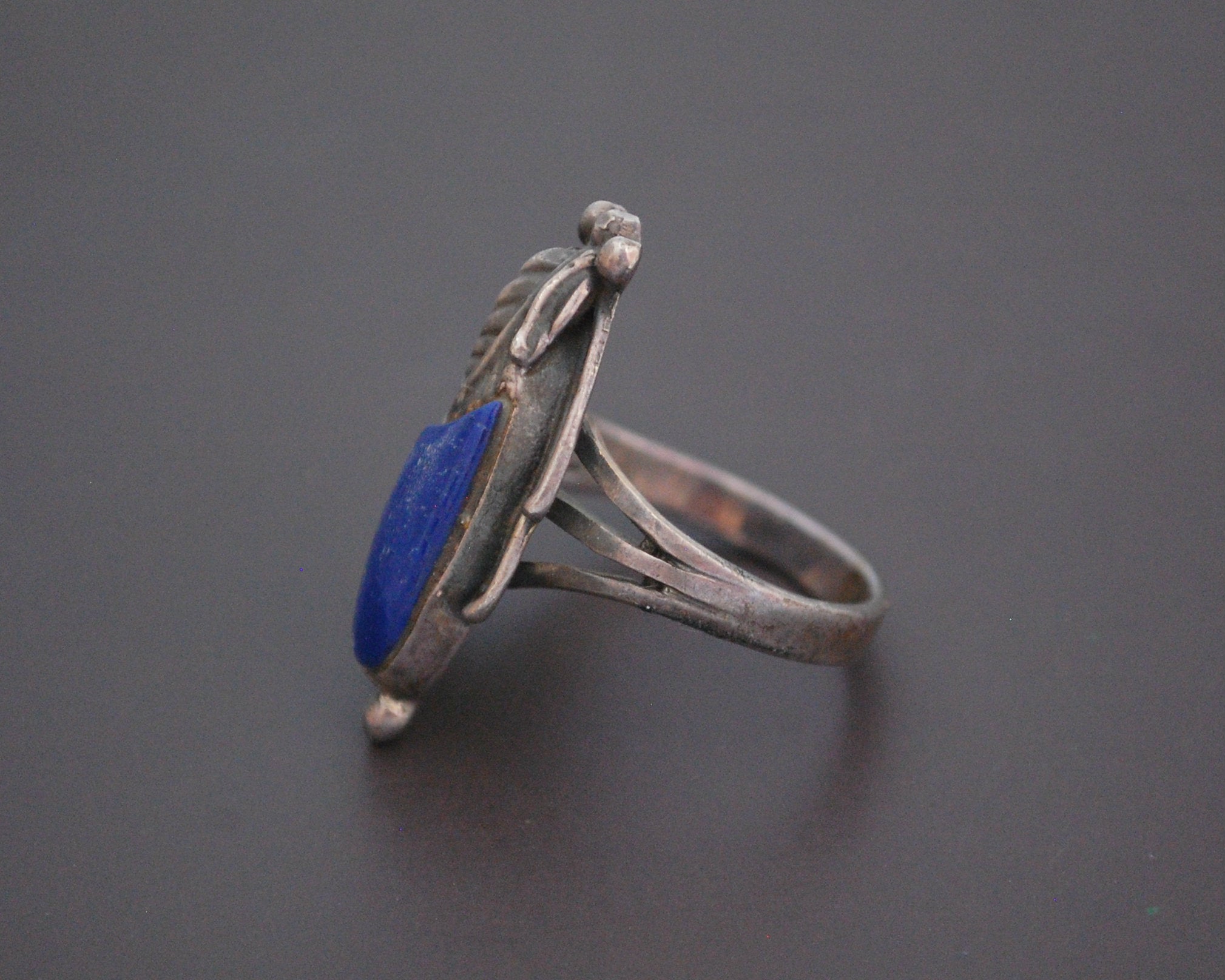 Native American Lapis Lazuli Feather Ring - Size 9.5