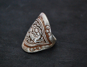 Tibetan Snow Lion Repoussée Ring - Size 6