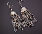 Long Indian Dangle Earrings with Garnet