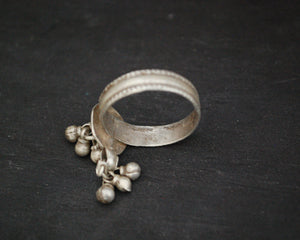 Old Rajasthani Silver Ring with Bells - Size 12.25