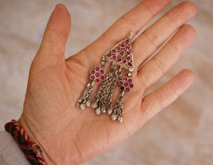 Afghani Silver Pendant with Glass