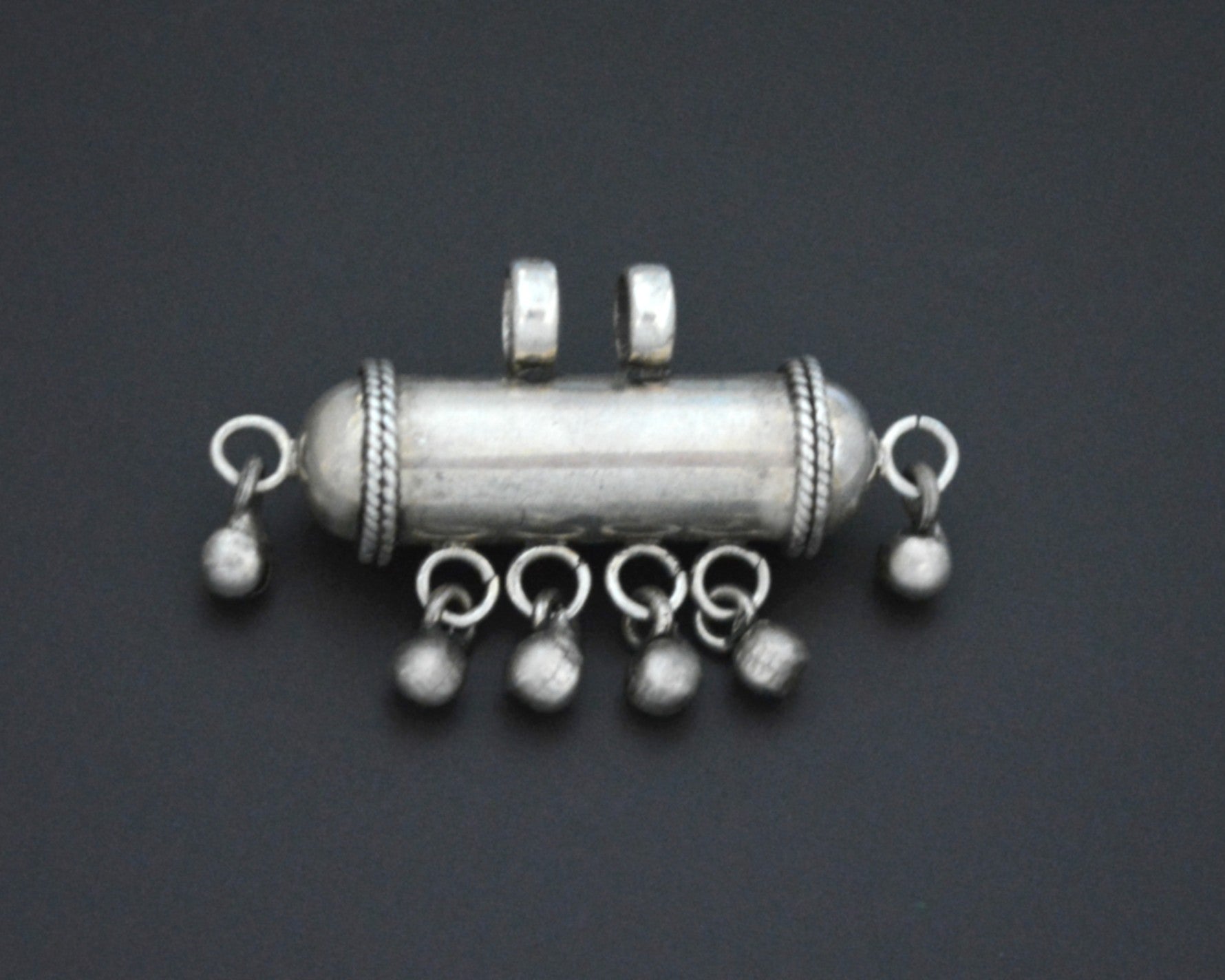 Rajasthani Silver Taviz Pendant with Bells