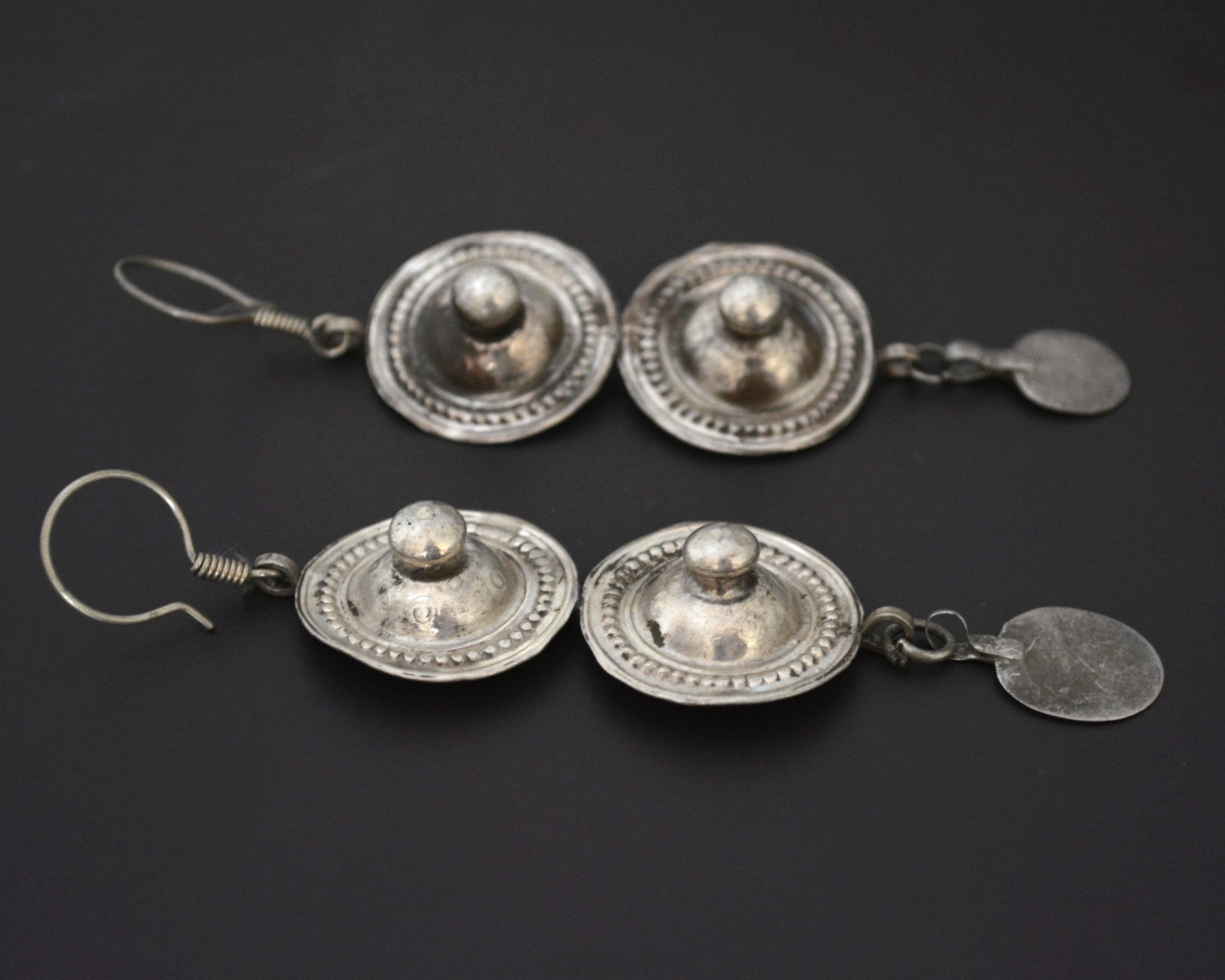 Large Afghani Silver Earrings with Dangles